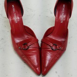 Michael Shanon Red Pointed Toe Pumps